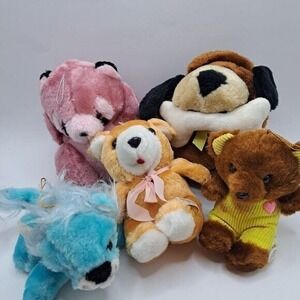 Vintage Ace Novelty Plush Animal Toy Bundle 1970s Racoon Lion Teddy Bears‎ Retro